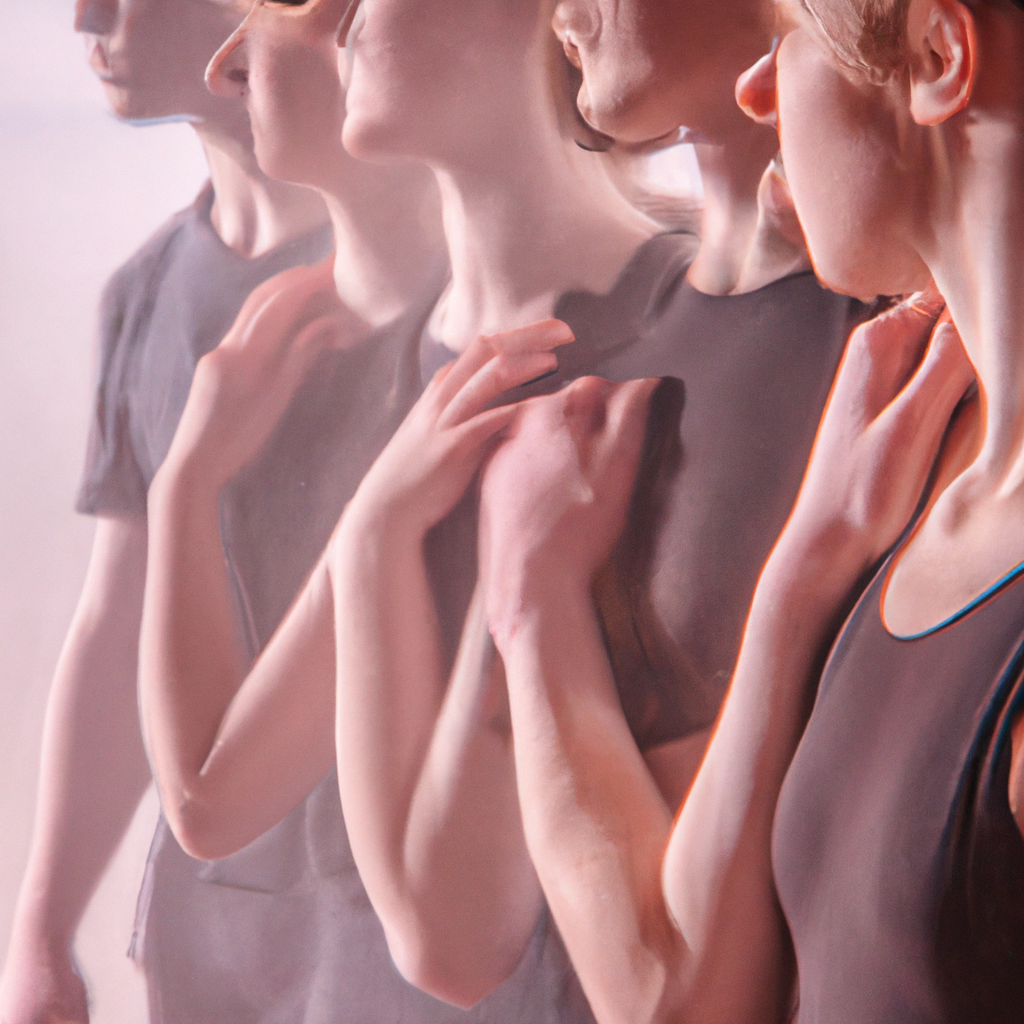 Energetic group of diverse UK dance students practicing in a modern studio